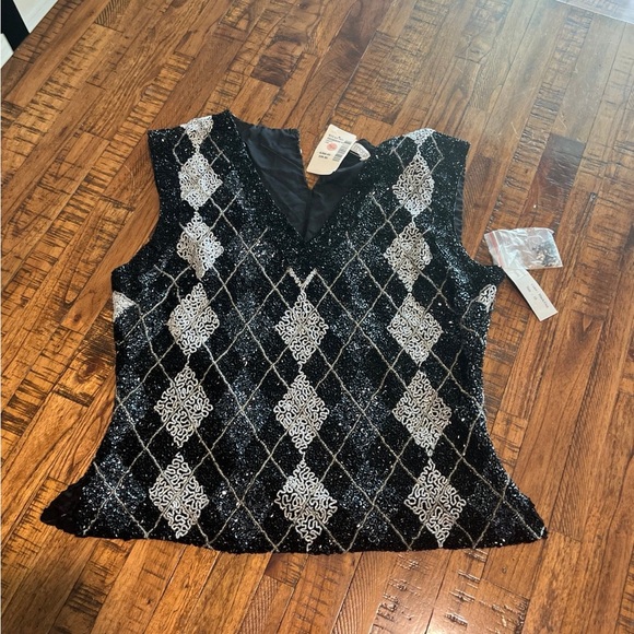 NWT $268 size 10 Morgan gual fully beaded shirt off 5th ave 1457 - Picture 1 of 6